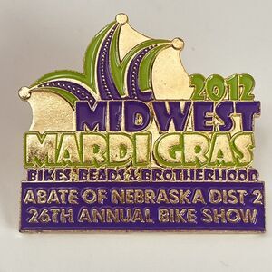 ABATE Nebraska State Bike Show 2012 Midwest Mardi Gras Motorcycle Club Lapel Pin